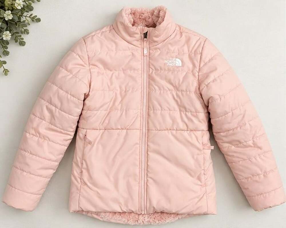 The North Face Reversible Mossbud Swirl Jacket Girls Pink L (14/16) light pink